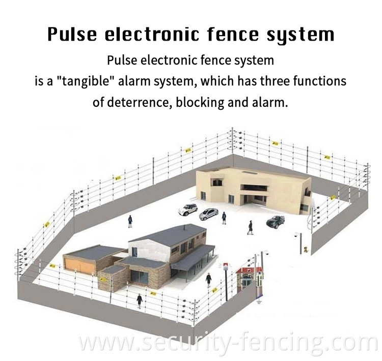 High Voltage Electric Fence Anti-Theft Alarm System Energizer Security Fence Wire Posts Prevent Intrusion